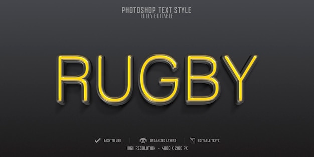 Rugby 3d-tekststijleffectsjabloon Premium Psd