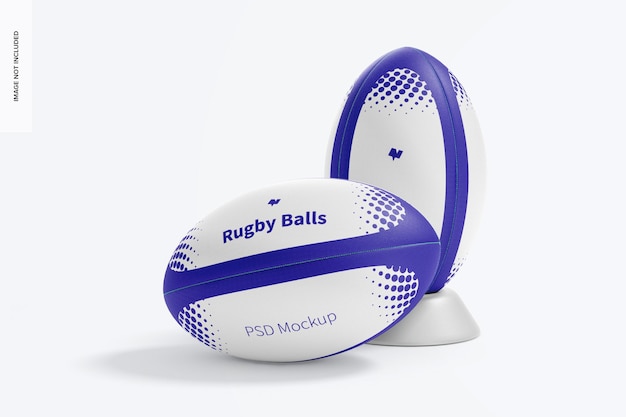 PSD Мокап мяча для регби, спереди и сзади