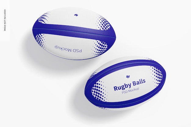 PSD rugby balls mockup, top view