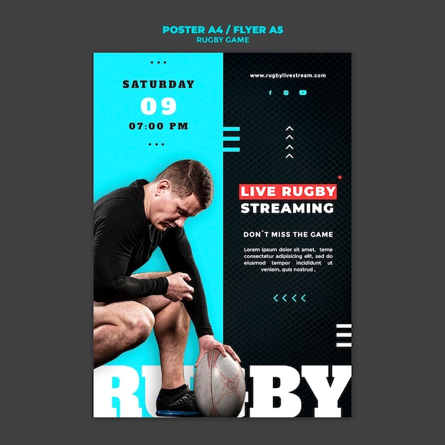 rugby game poster design template