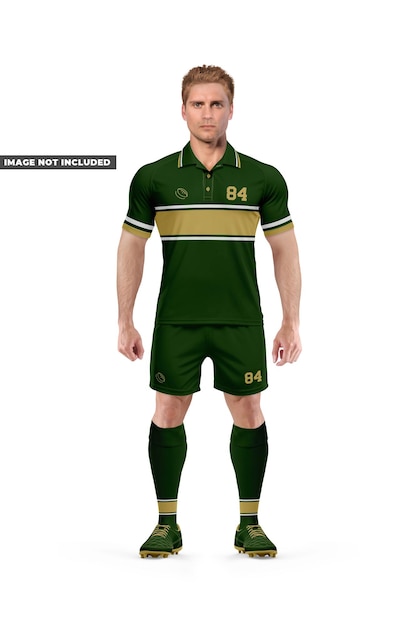 PSD rugby player mockup polo front view