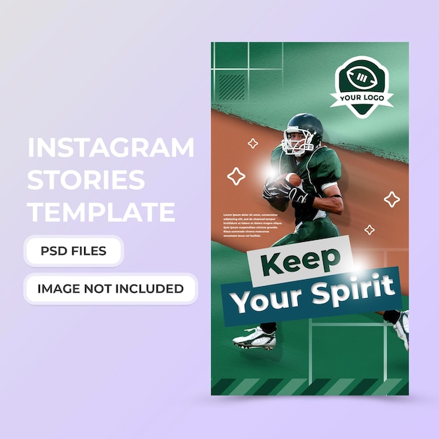 PSD rugby player promotion social media stories design template premium psd