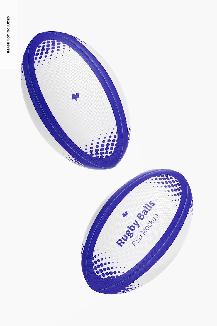 PSD rugbyballen mockup, drijvend