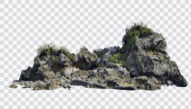 a rugged rock formation with patches of greenery ideal for outdoor landscapes or naturethemed projects