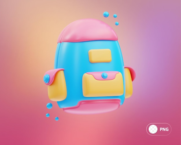 Rugzak School Tools 3D Illustratie