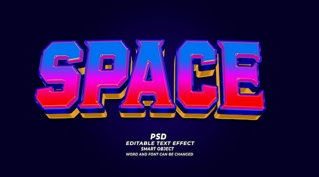 PSD ruimte 3d bewerkbaar teksteffect photoshop-stijl met achtergrond