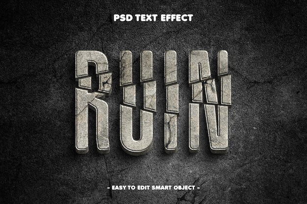 PSD ruin wall texture editable text effect