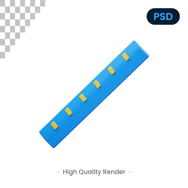 Ruler 3D Render Illustration Premium Psd