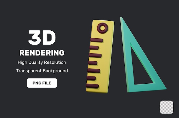 Ruler Education Tools 3D Icon