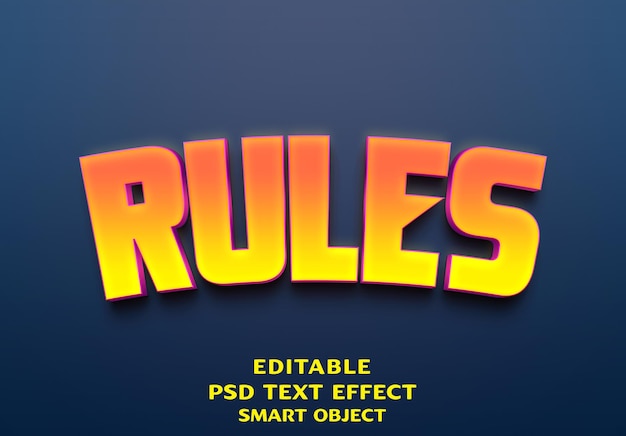 Rules 3d text effect design