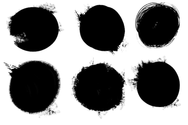 Rund cirkel, penselfläckar, grunge-bundle