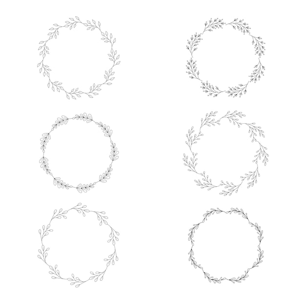 Runde rammer med blomster og blade