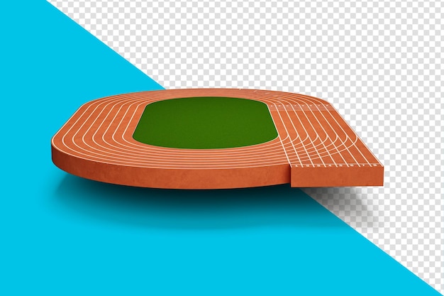 PSD running 3d cross section with running track 3d illustration cut away with empty sport track isolated