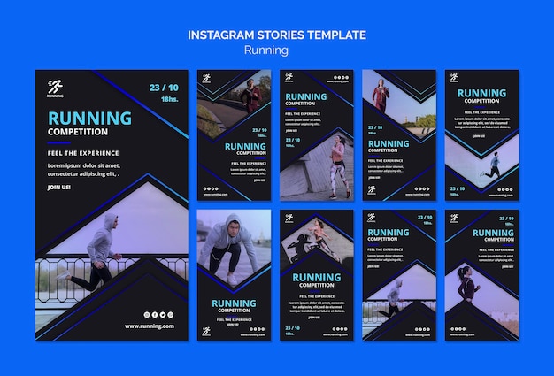 PSD running competition instagram stories template