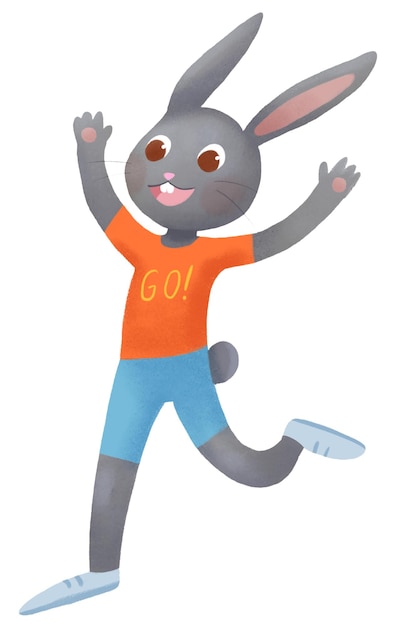 PSD running rabbit cartoon