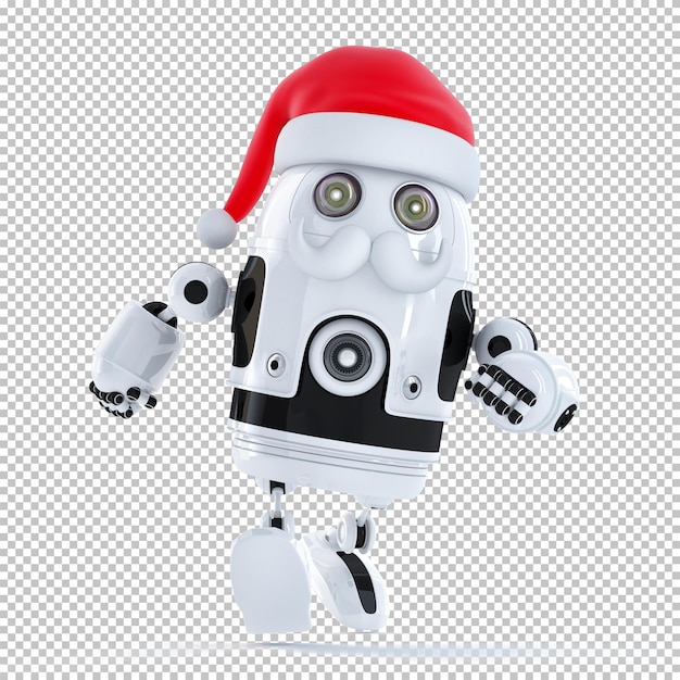 PSD running santa claus robot. christmas technology concept. isolated