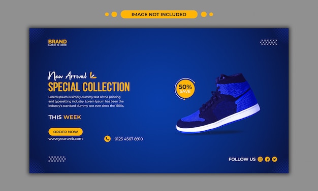 PSD scarpe da corsa social media e modello di banner web