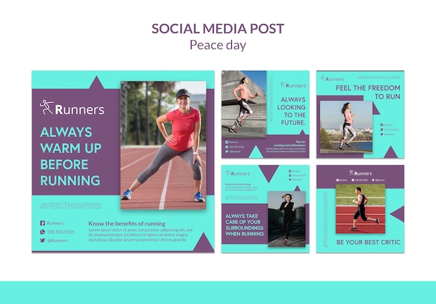 Running training social media postsjabloon