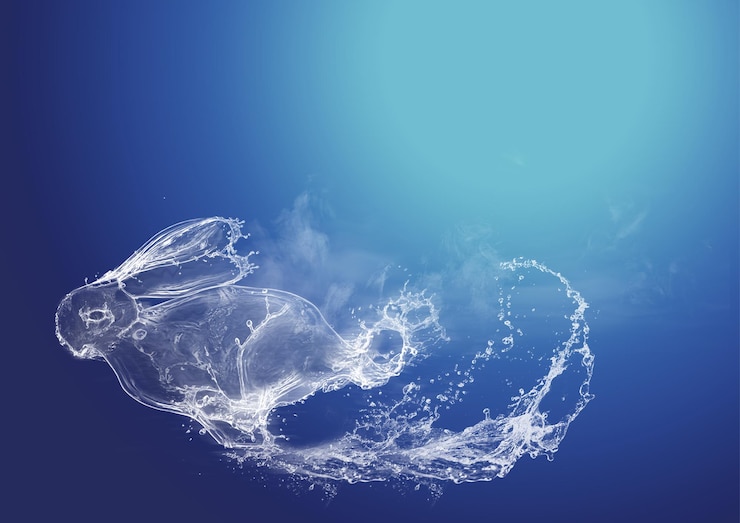 PSD 流れる水のウサギ