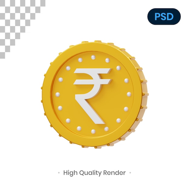 PSD rupee 3d render illustration premium psd