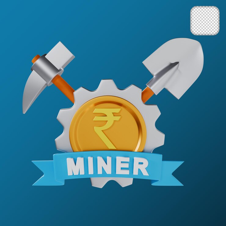 PSD rupee coin mining cryptocurrency gold 3d illustration