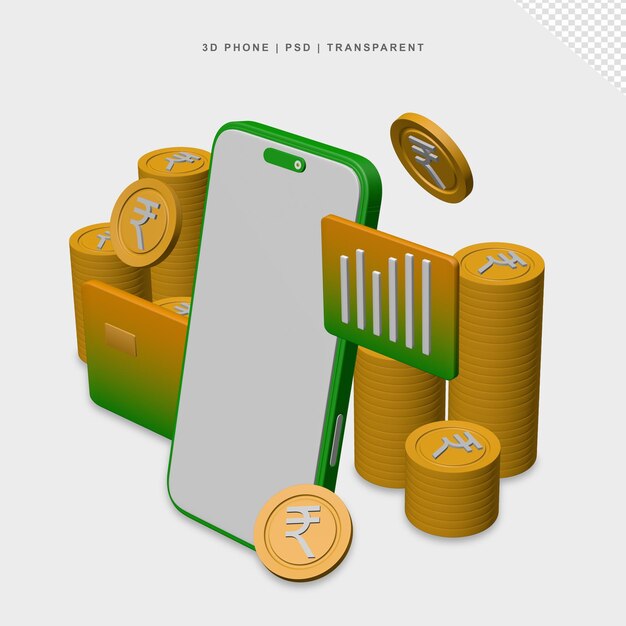 PSD rupee gold coin phone and arrow transparent