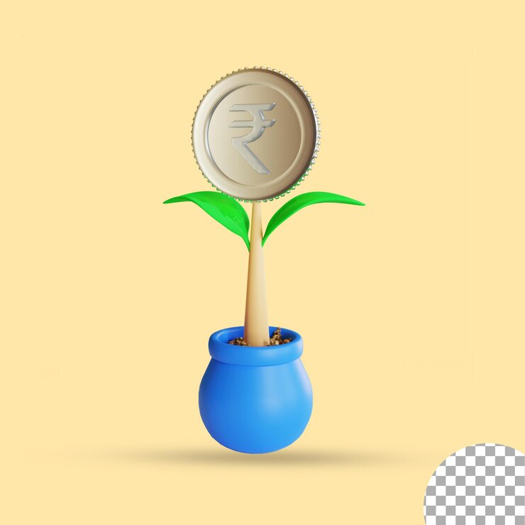 PSD rupee money tree 3d rendering