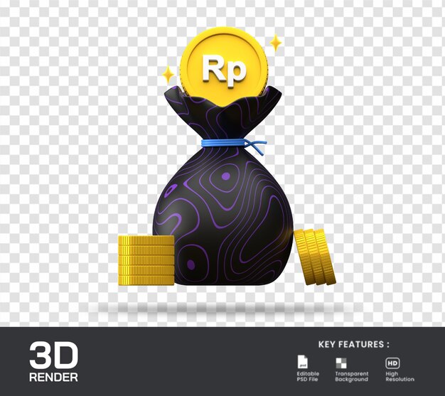 Денежный мешок в рупиях 3d иллюстрация