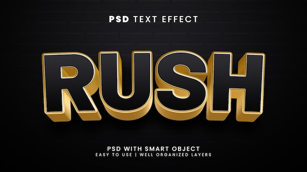 rush 3d editable text effect with busy and work text style