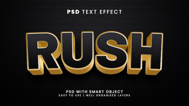 Rush 3d editable text effect with busy and work text style