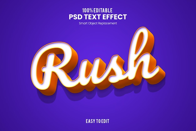 Rush soepel, leuk en vet cartoon 3d-teksteffect