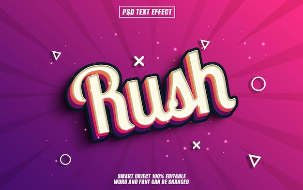 rush text effect font editable typography 3d text