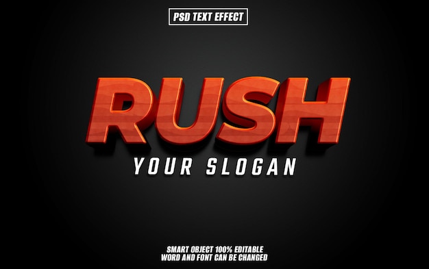 rush text effect font editable typography 3d text