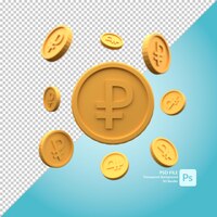 rusian ruble golden coin 3d illustration rendering