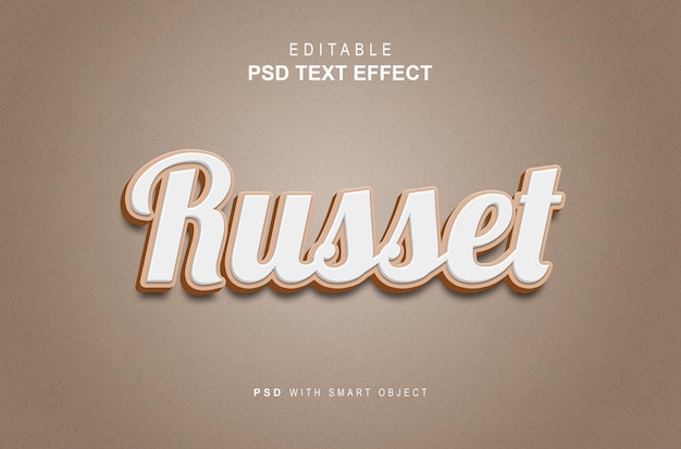 PSD Текстовый эффект красновато-коричневого цвета