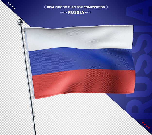 PSD 3d флаг россии с реалистичной текстурой