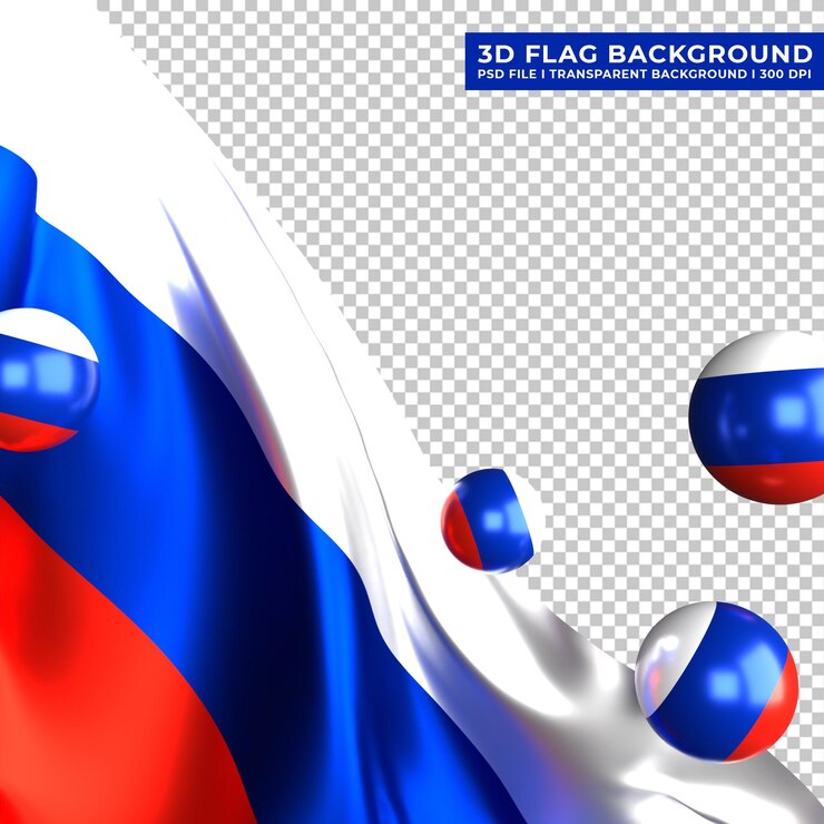 PSD фон флага россии с 3d шаровым орнаментом