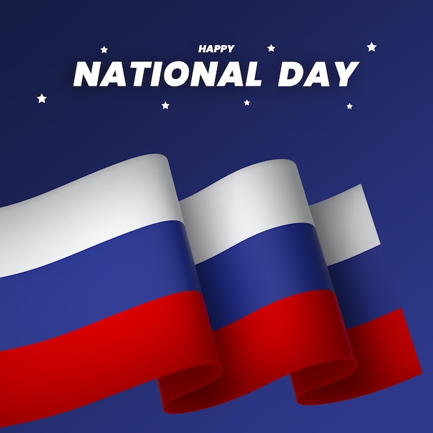 russia flag element design national independence day banner ribbon psd