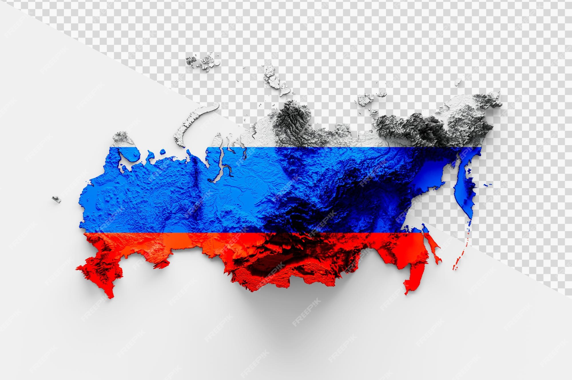 Russia map with flag of country