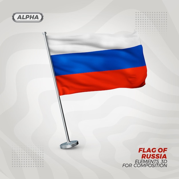 Russia realistic 3d textured flag