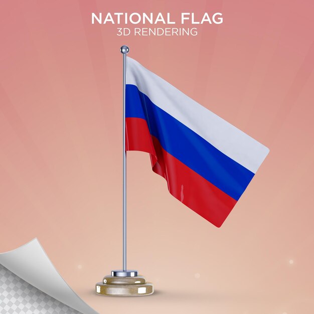 PSD Российский флаг развевается в 3d стиле premium psd
