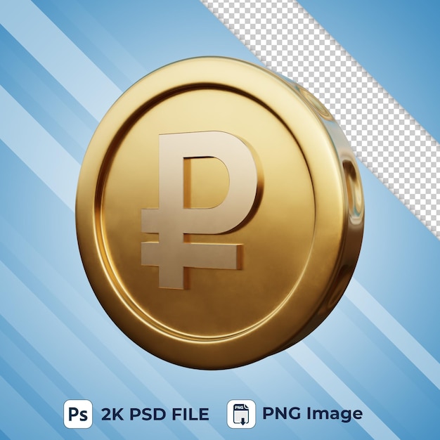 PSD russian ruble coin 3d icon