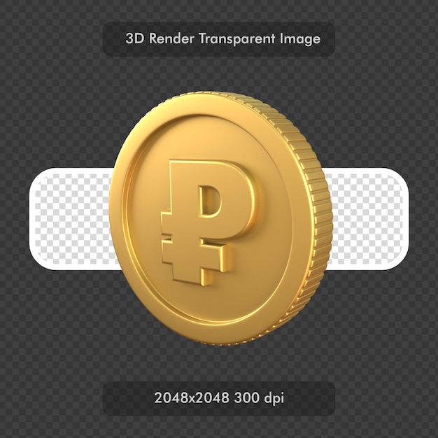 Illustrazione di rendering 3d della moneta d'oro del rublo russo