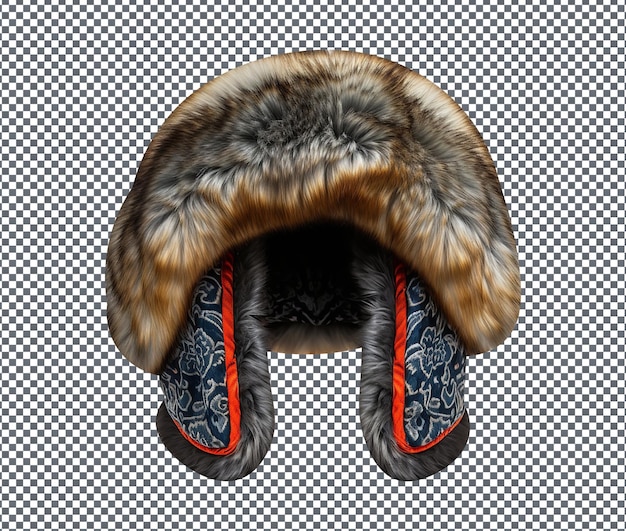 PSD russian ushanka fur hat isolated on transparent background