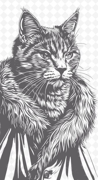 PSD russische blauwe kat met een bontjas met een elegante expressi dieren sketch art vector collecties