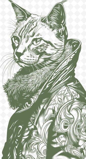 PSD russische blauwe kat met een bontjas met een elegante expressi dieren sketch art vector collecties