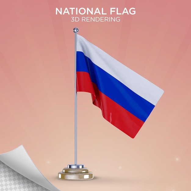 Russische vlag zwaaiend in 3D-stijl Premium Psd