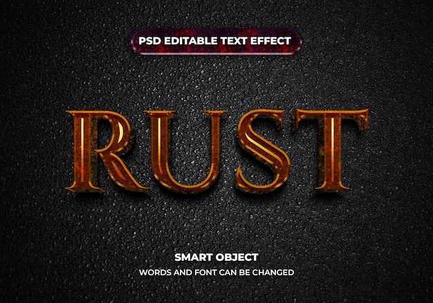 Rust 3d bewerkbare teksteffectstijl