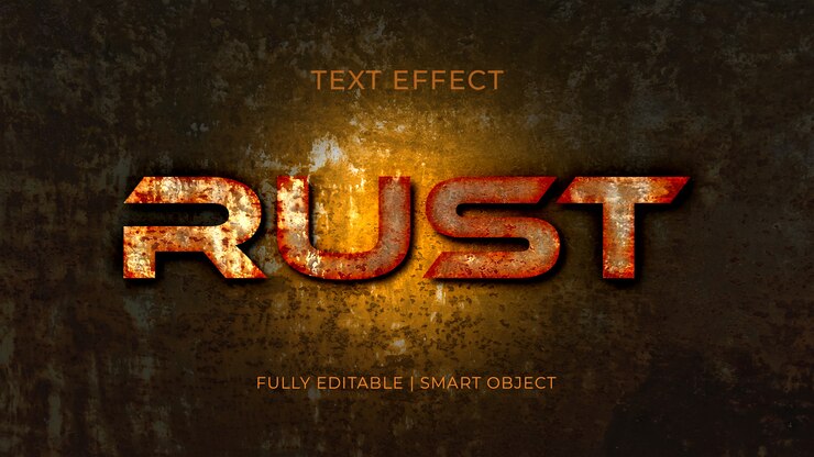 PSD rust 3d metal text effect