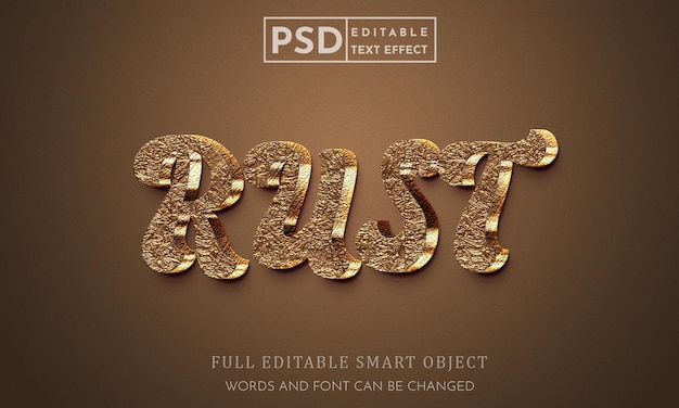 녹 3d 텍스트 스타일 효과 psd 프리미엄 템플릿